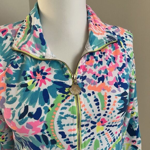 Lilly Pulitzer Skipper Popover 1/4 Zip Pullover Top XS Dive In Colorful Preppy - Picture 9 of 12